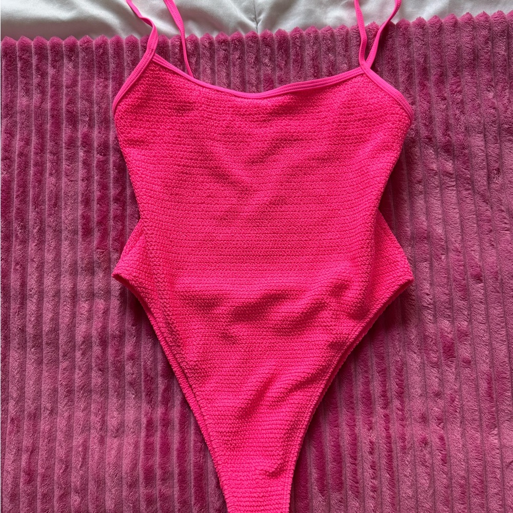 PacSun Pink Ribbed One Piece Swimsuit